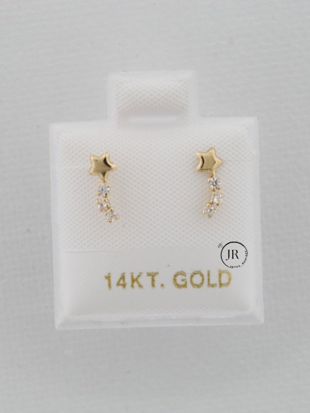 14K Solid Gold Shooting Star Earrings Curved Celestial Star Screw-Back Studs